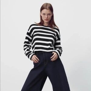 ZARA STRIPED RUSTIC SWEATER BLACK